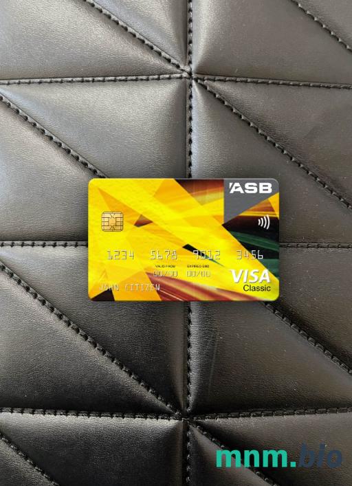New Zealand ASB bank visa classic card wygląd fotograficzny skan PSD + zdjęcie